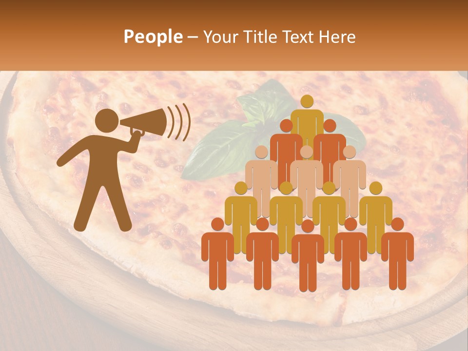 A Pizza On A Wooden Plate On A Table PowerPoint Template