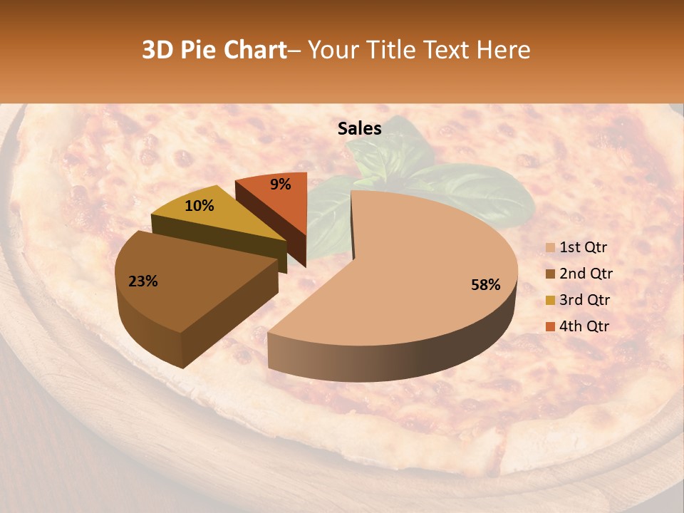 A Pizza On A Wooden Plate On A Table PowerPoint Template