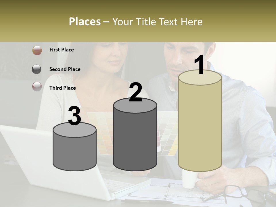 A Man And A Woman Looking At A Laptop Screen PowerPoint Template