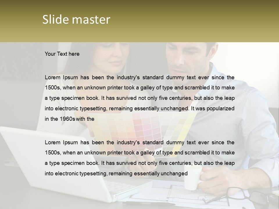 A Man And A Woman Looking At A Laptop Screen PowerPoint Template