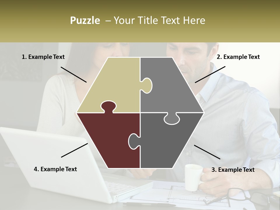 A Man And A Woman Looking At A Laptop Screen PowerPoint Template