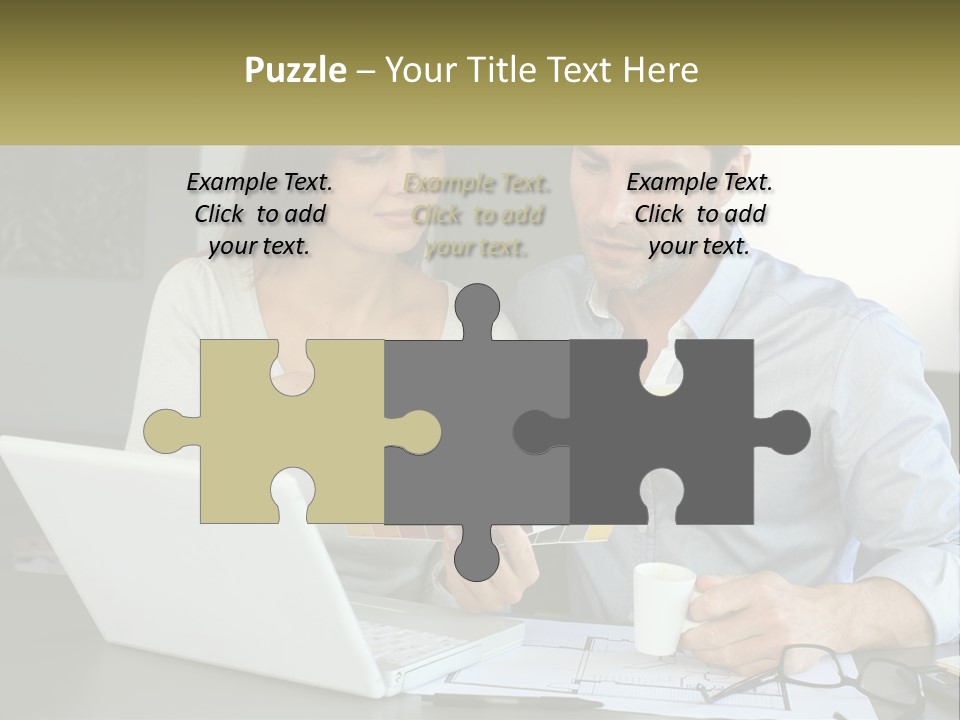 A Man And A Woman Looking At A Laptop Screen PowerPoint Template