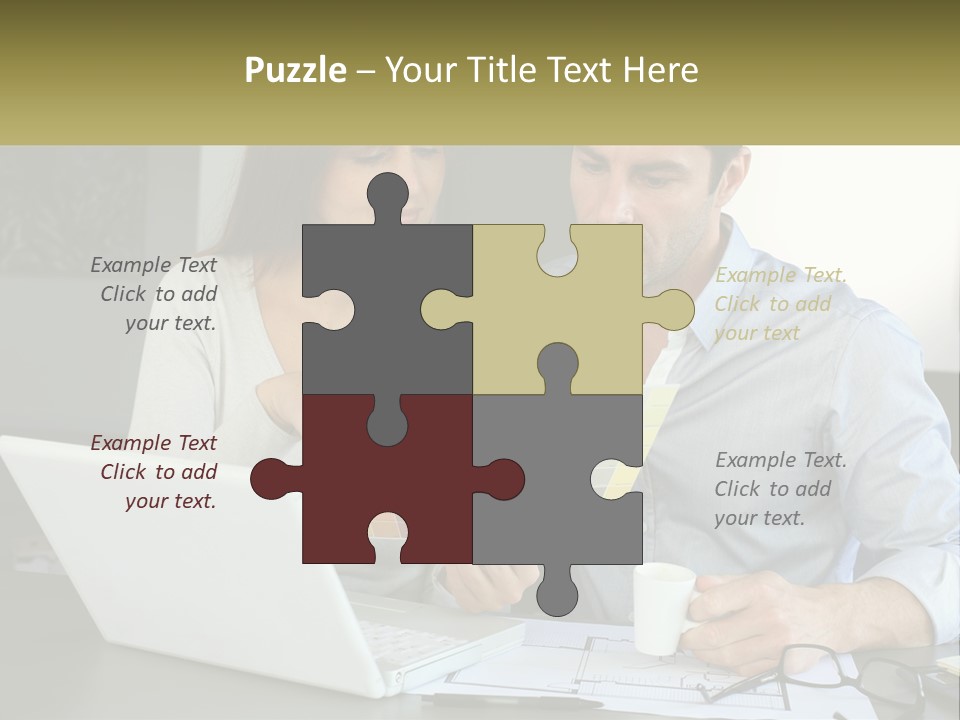 A Man And A Woman Looking At A Laptop Screen PowerPoint Template