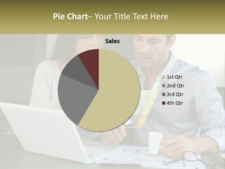 A Man And A Woman Looking At A Laptop Screen PowerPoint Template