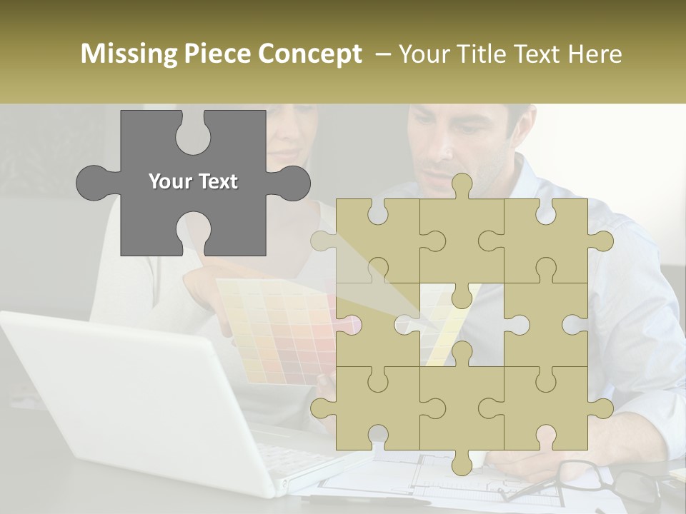 A Man And A Woman Looking At A Laptop Screen PowerPoint Template