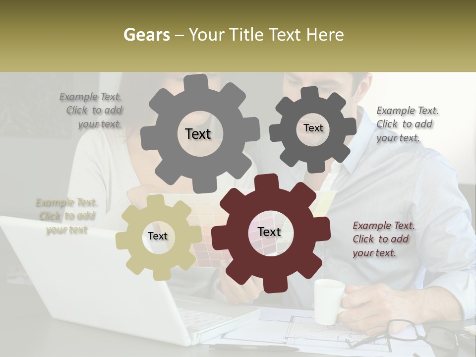 A Man And A Woman Looking At A Laptop Screen PowerPoint Template