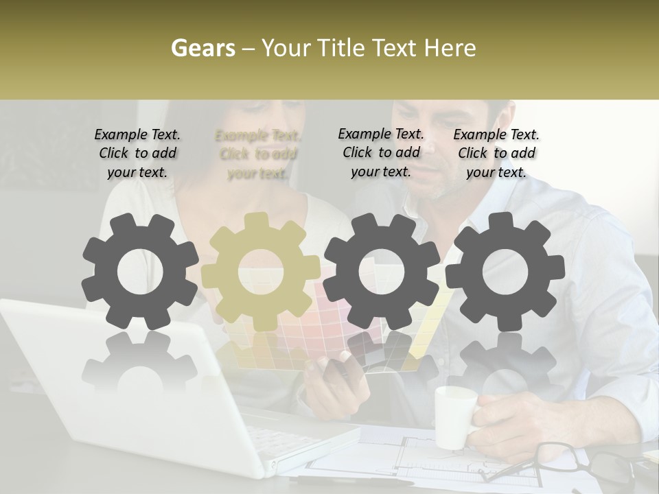 A Man And A Woman Looking At A Laptop Screen PowerPoint Template