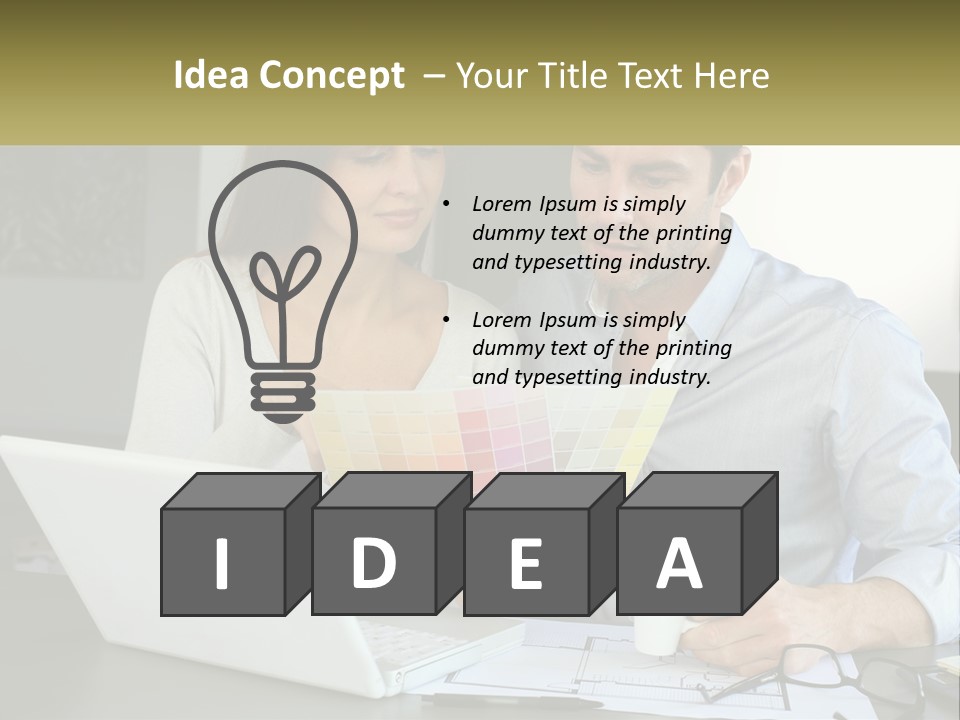 A Man And A Woman Looking At A Laptop Screen PowerPoint Template