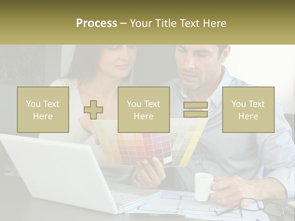 A Man And A Woman Looking At A Laptop Screen PowerPoint Template