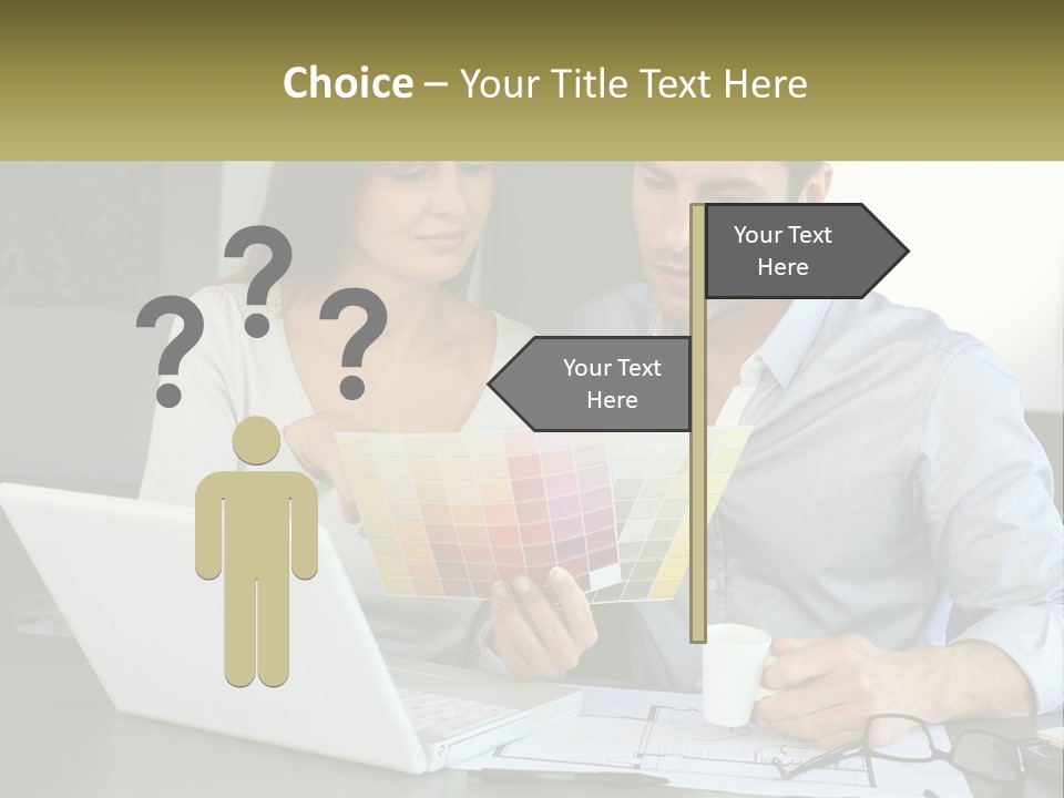 A Man And A Woman Looking At A Laptop Screen PowerPoint Template