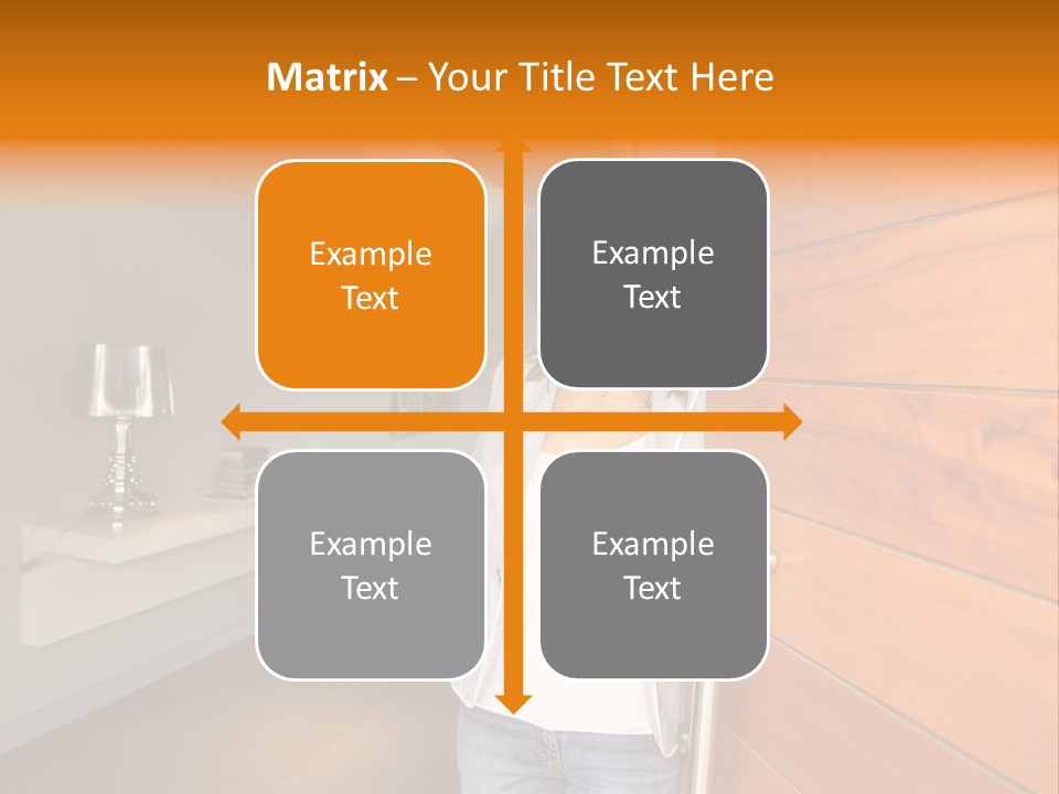 A Woman Standing In Front Of A Wooden Door PowerPoint Template