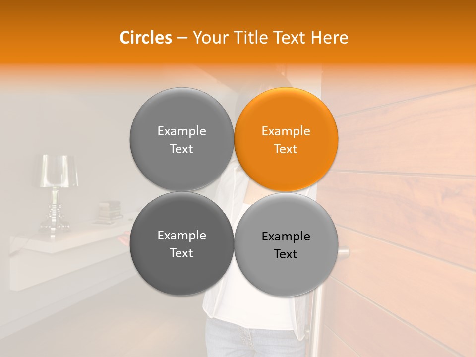 A Woman Standing In Front Of A Wooden Door PowerPoint Template