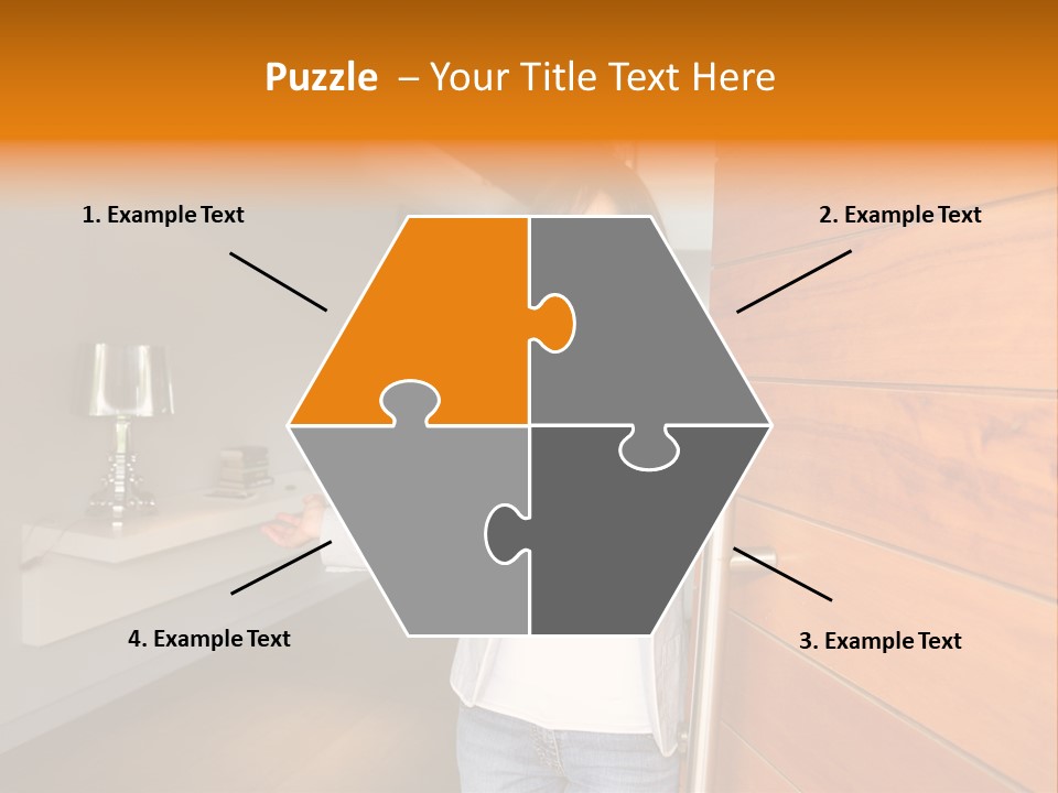 A Woman Standing In Front Of A Wooden Door PowerPoint Template