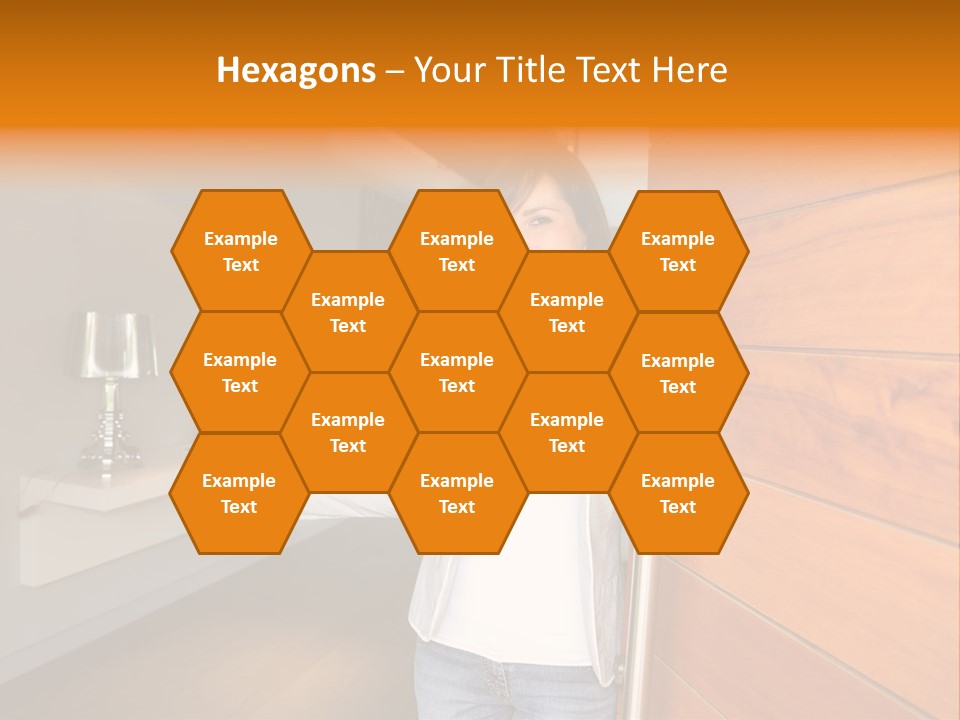 A Woman Standing In Front Of A Wooden Door PowerPoint Template