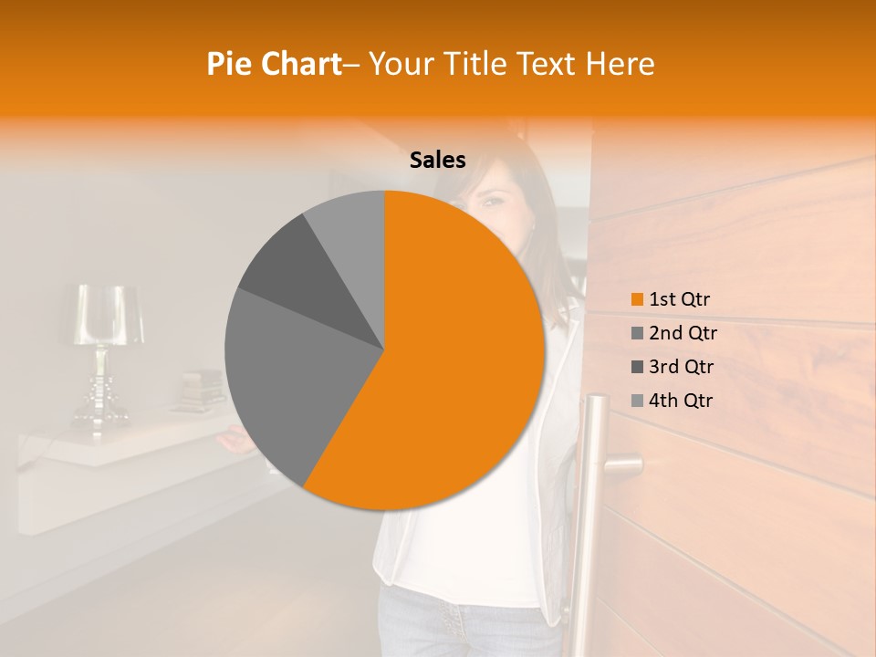 A Woman Standing In Front Of A Wooden Door PowerPoint Template