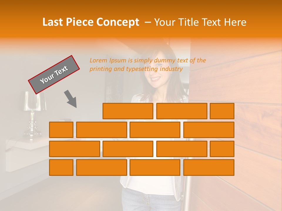 A Woman Standing In Front Of A Wooden Door PowerPoint Template