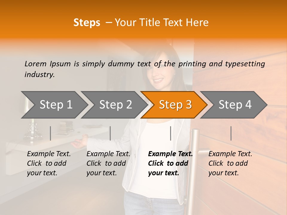 A Woman Standing In Front Of A Wooden Door PowerPoint Template
