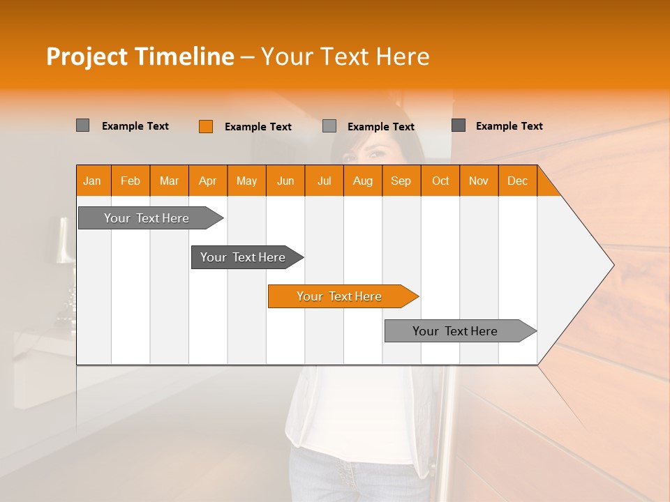 A Woman Standing In Front Of A Wooden Door PowerPoint Template