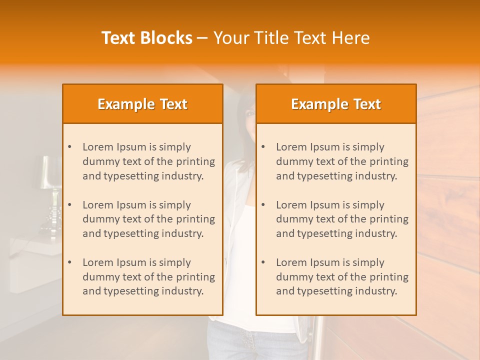 A Woman Standing In Front Of A Wooden Door PowerPoint Template