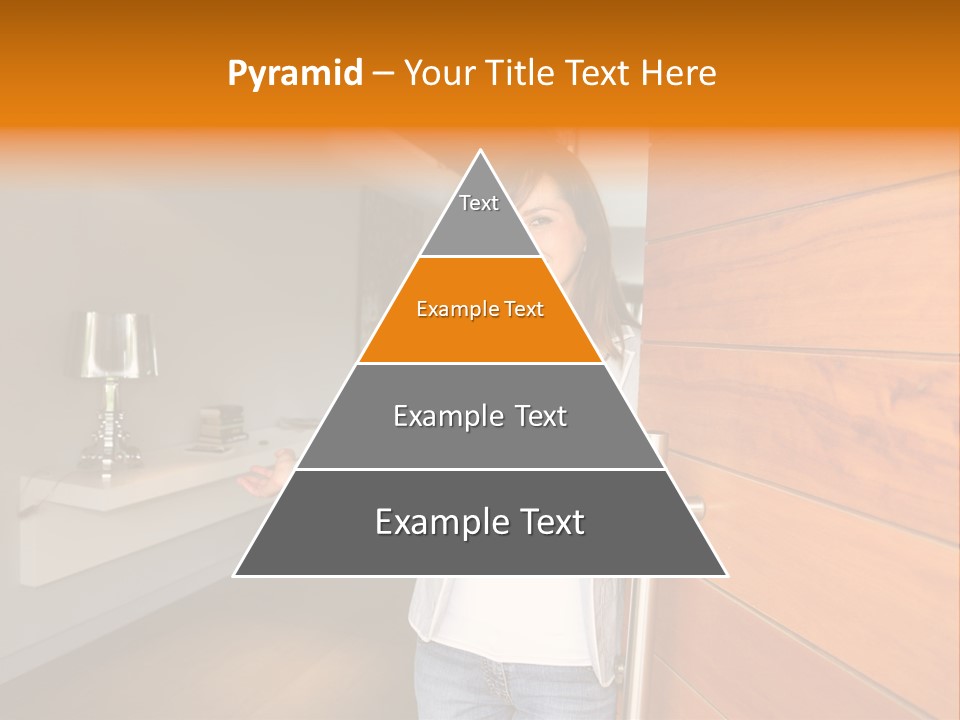 A Woman Standing In Front Of A Wooden Door PowerPoint Template