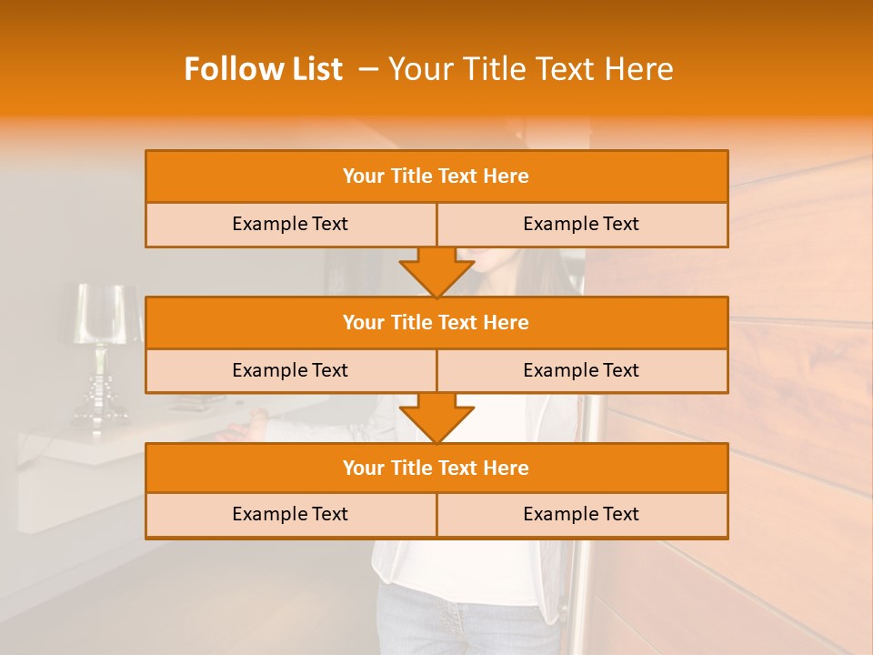 A Woman Standing In Front Of A Wooden Door PowerPoint Template