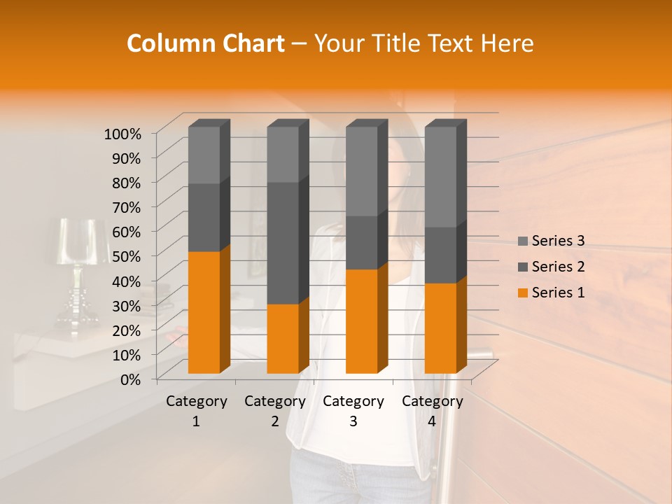 A Woman Standing In Front Of A Wooden Door PowerPoint Template