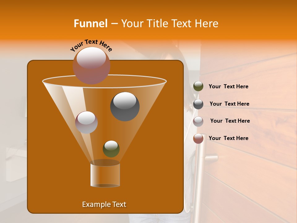 A Woman Standing In Front Of A Wooden Door PowerPoint Template