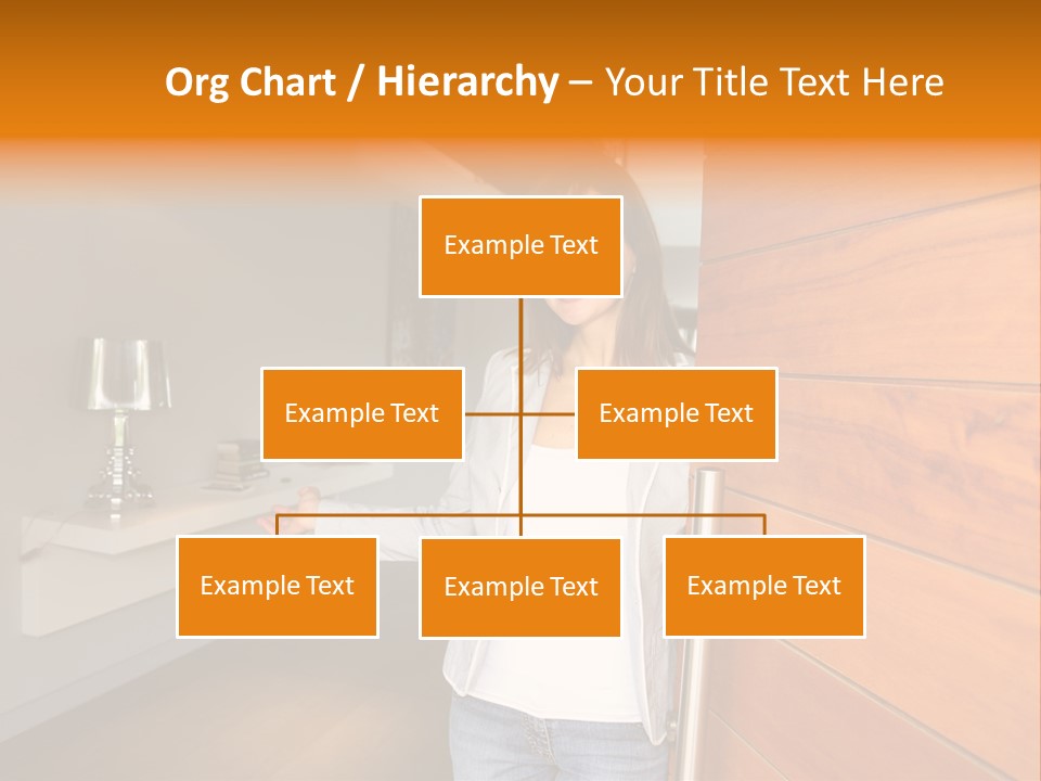 A Woman Standing In Front Of A Wooden Door PowerPoint Template