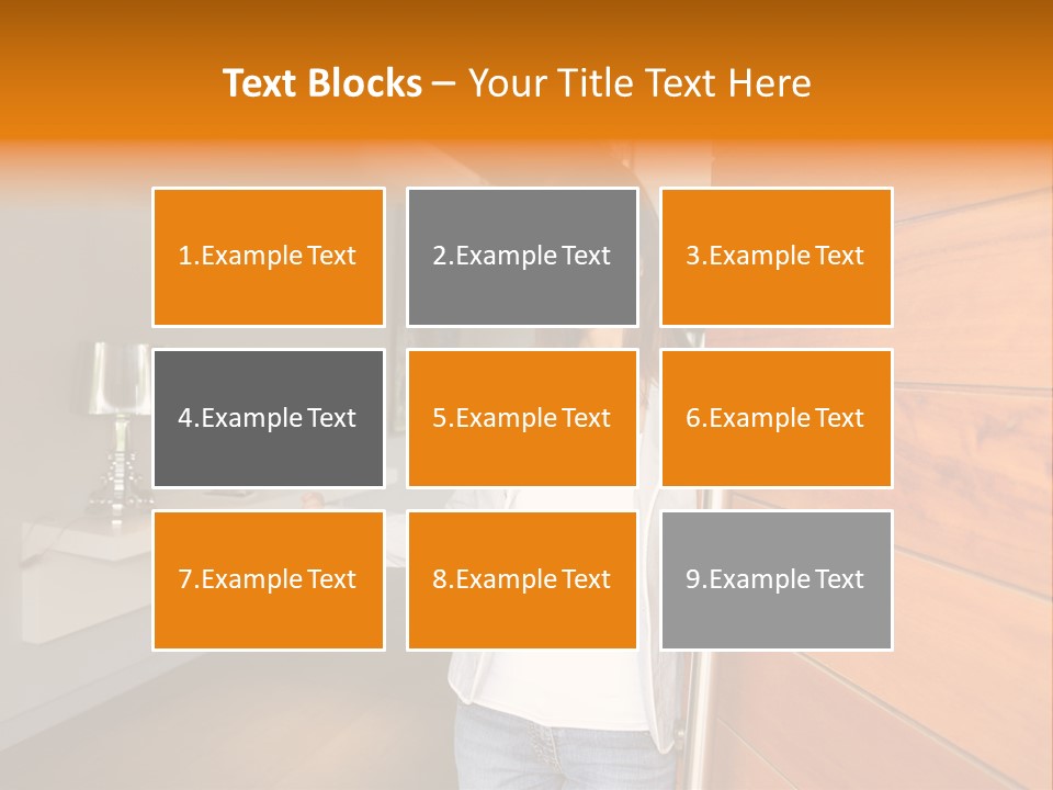 A Woman Standing In Front Of A Wooden Door PowerPoint Template