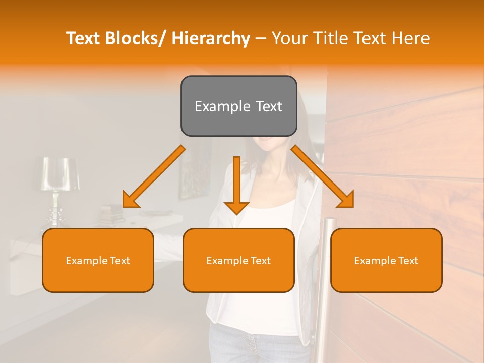 A Woman Standing In Front Of A Wooden Door PowerPoint Template