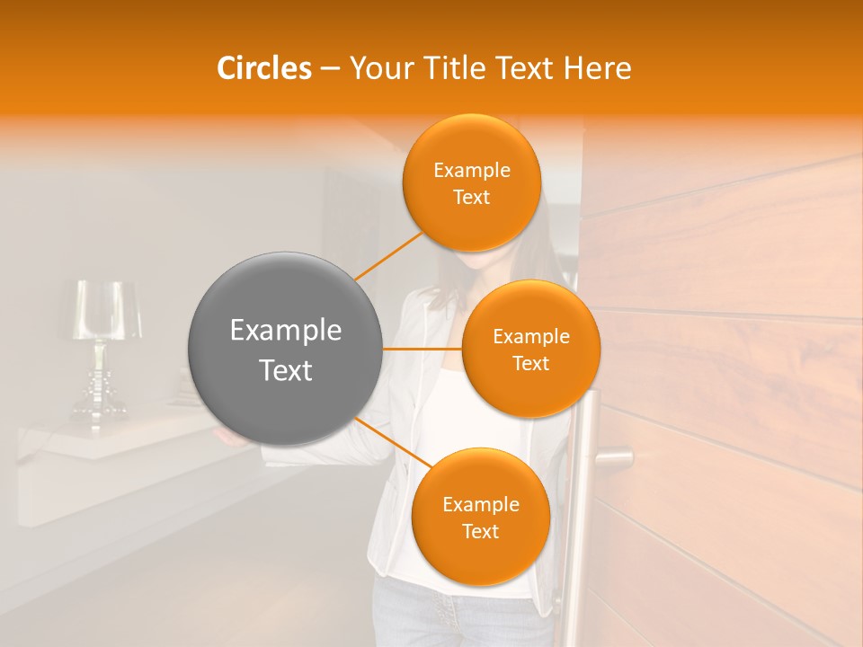 A Woman Standing In Front Of A Wooden Door PowerPoint Template