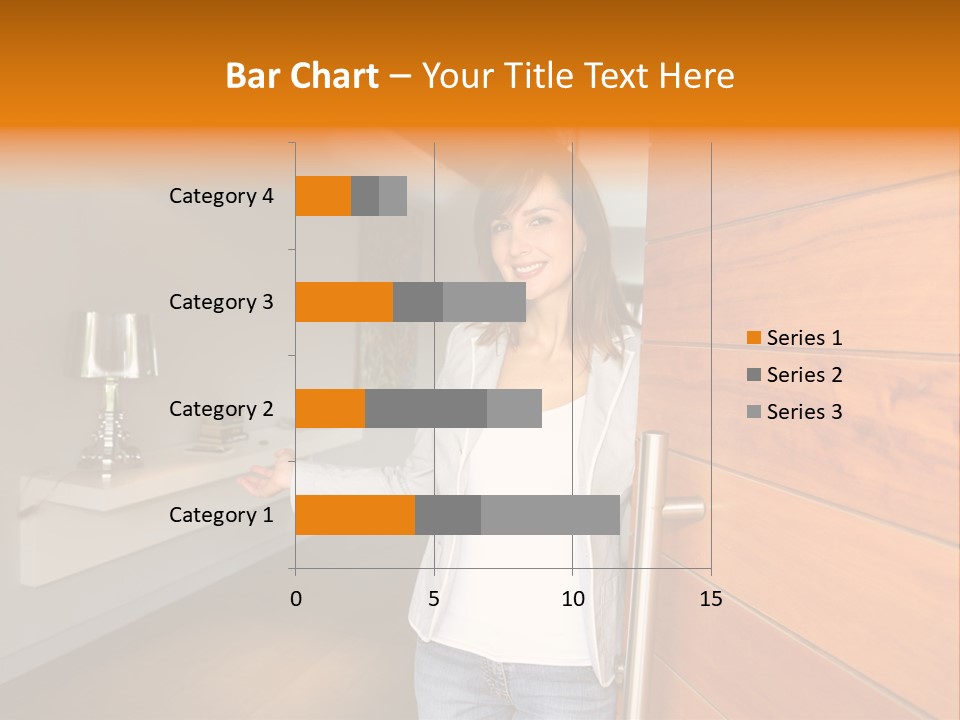 A Woman Standing In Front Of A Wooden Door PowerPoint Template