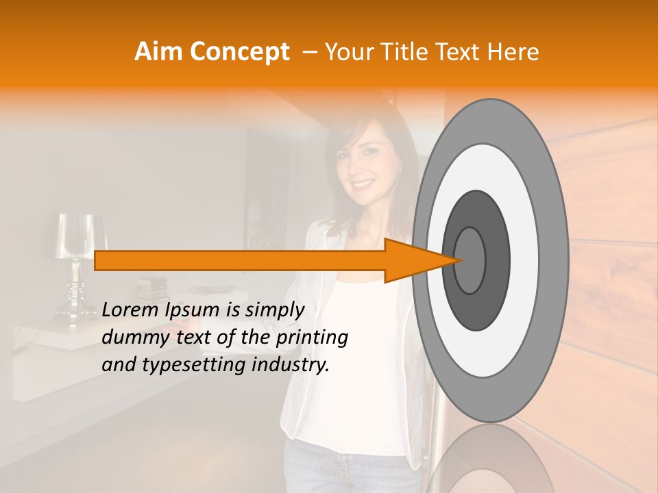 A Woman Standing In Front Of A Wooden Door PowerPoint Template