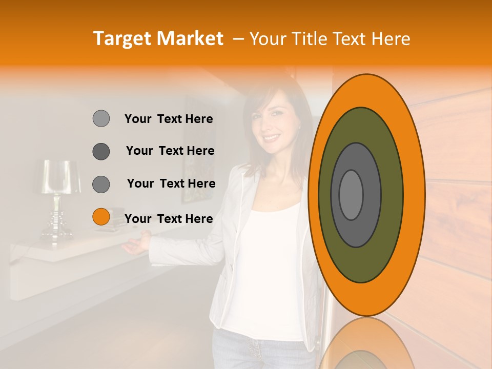 A Woman Standing In Front Of A Wooden Door PowerPoint Template