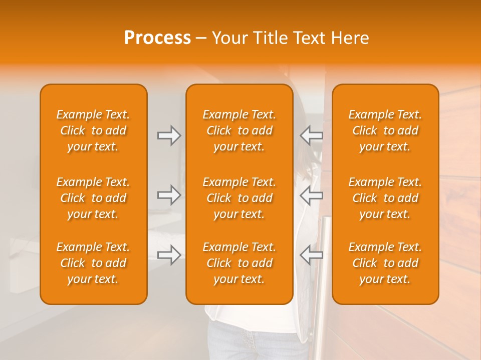 A Woman Standing In Front Of A Wooden Door PowerPoint Template