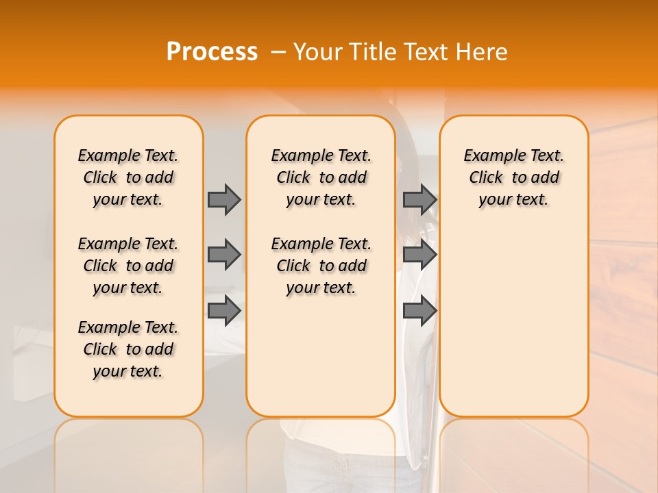 A Woman Standing In Front Of A Wooden Door PowerPoint Template