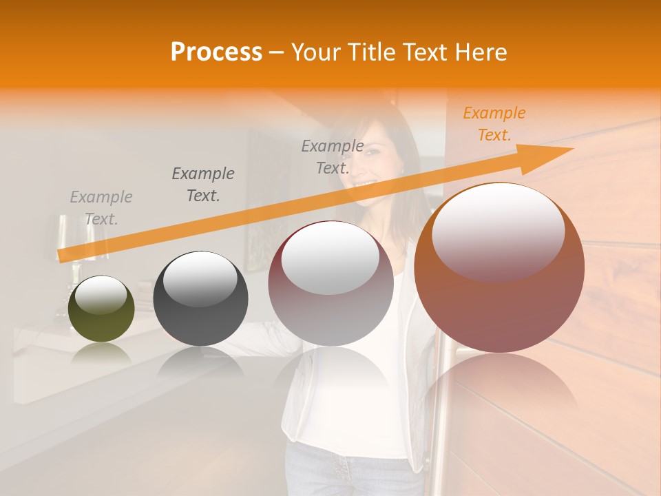 A Woman Standing In Front Of A Wooden Door PowerPoint Template