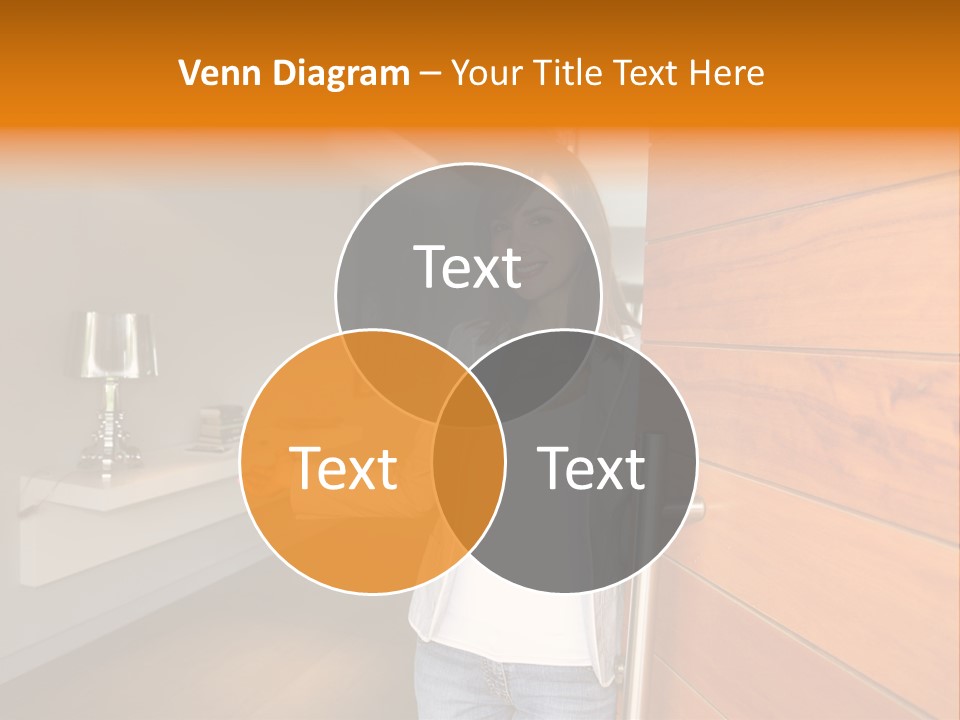 A Woman Standing In Front Of A Wooden Door PowerPoint Template