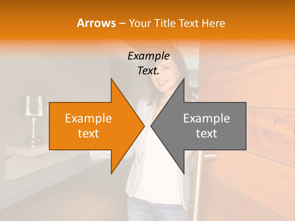 A Woman Standing In Front Of A Wooden Door PowerPoint Template