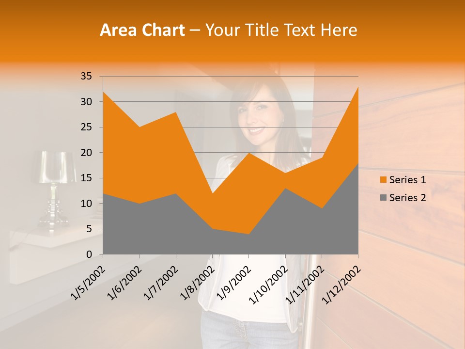 A Woman Standing In Front Of A Wooden Door PowerPoint Template