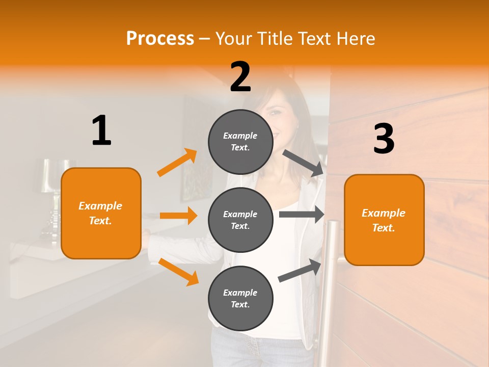A Woman Standing In Front Of A Wooden Door PowerPoint Template