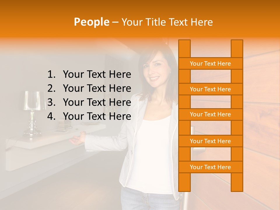 A Woman Standing In Front Of A Wooden Door PowerPoint Template