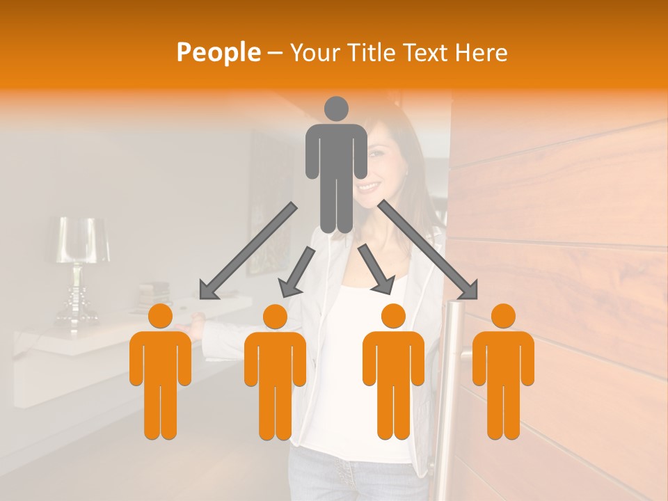 A Woman Standing In Front Of A Wooden Door PowerPoint Template