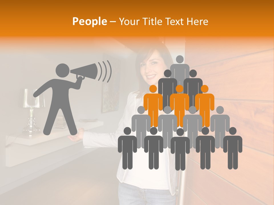 A Woman Standing In Front Of A Wooden Door PowerPoint Template