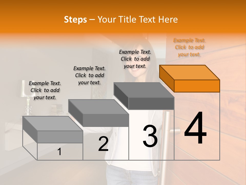 A Woman Standing In Front Of A Wooden Door PowerPoint Template