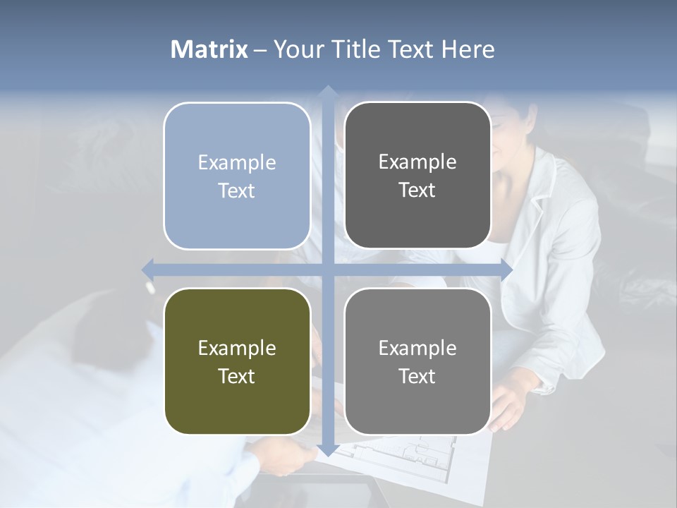 A Man And Woman Sitting On A Couch Looking At A Blueprint PowerPoint Template