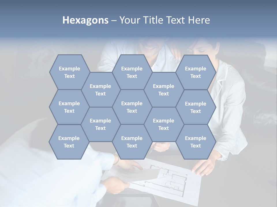A Man And Woman Sitting On A Couch Looking At A Blueprint PowerPoint Template