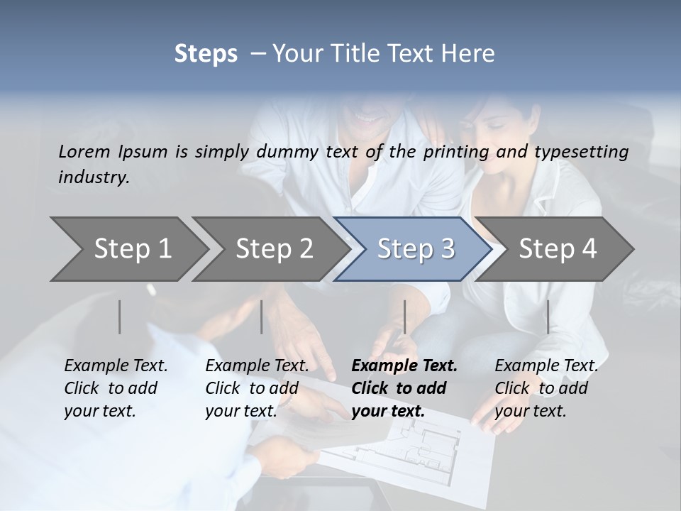 A Man And Woman Sitting On A Couch Looking At A Blueprint PowerPoint Template