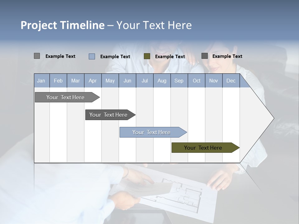 A Man And Woman Sitting On A Couch Looking At A Blueprint PowerPoint Template