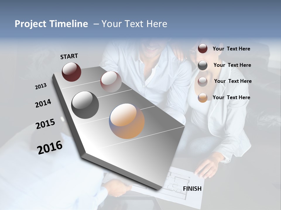 A Man And Woman Sitting On A Couch Looking At A Blueprint PowerPoint Template